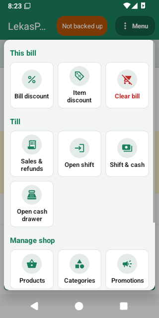 The Menu: buttons with pictures in groups