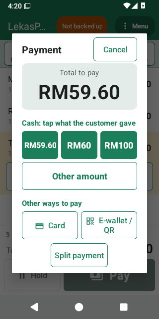 The payment, first step
