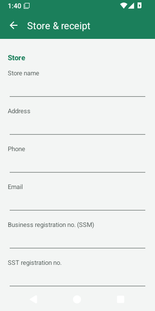 Store and receipt settings